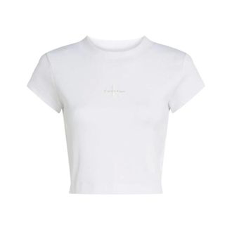 Calvin Klein Jeans T-shirt corta con logo - - Tops - Donna - Bianco - M