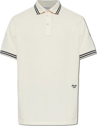 Moncler Polo met geborduurd logo - Heren - Polos - Beige - 2XL - Katoen - Tops