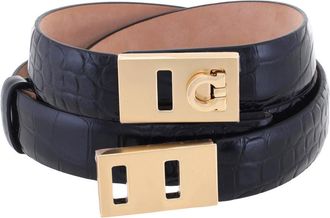 Ferragamo Black Adjustable Hug Belt, Size 100 cm