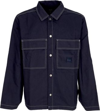 HUF Marineblauwe Werkjas met Vintage Naden - Heren - Zomerjassen - Blauw - XL - Katoen - Jassen