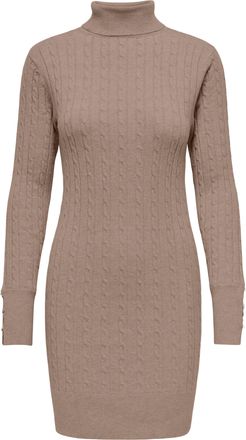 Only Strickkleid ONLY ONLLOUIS LS ROLLNECK CABLE DRESS AT KNT, Damen, Gr. XL, N-Gr, mocha meringue detail:melange, Strick, Obermaterial: 50% Viskose, 27% P