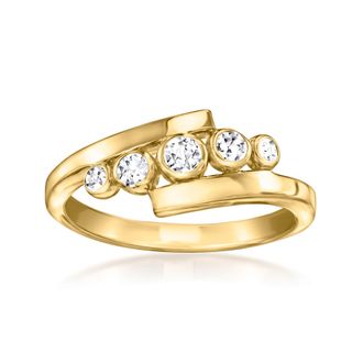 Ross-Simons Bezel-Set Lab-Grown Diamond Ring in 18kt Gold Over Sterling