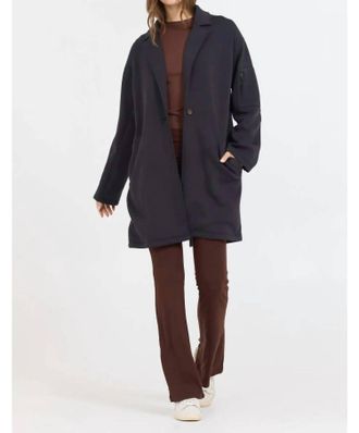 Vintage Havana Cloud Fleece Trench Jacket In Black