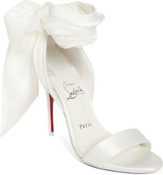 Christian Louboutin Sandale du Désert Ankle Wrap Sandal in Ivory/Snow at Nordstrom, Size 10.5Us