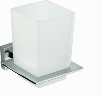 Trade Shop Trade Shop - Porta Spazzolini Dentifricio Con Bicchiere Vetro Parete Arredo Bagno Cubo 87213