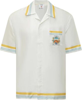 Casablanca Cuban Collar SS Shirt - Heren - Korte mouwen Overhemden - Wit - M - Overhemden