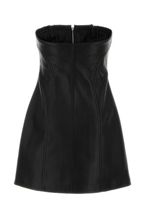 Blumarine Ruffled Leather Dress - Black
