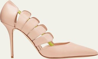 Manolo Blahnik Hazra Bicolor Fan Stiletto Pumps