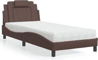 vidaXL Cama Con Colch&oacute;n Cuero Sint&eacute;tico Marr&oacute;n 90x200 Cm Vidaxl