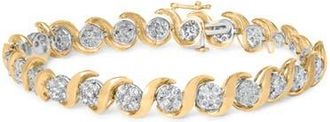 House of Brilliance 10K Yellow Gold 4.00 Cttw Round-Cut Diamond Floral Link 7.5 Bracelet at Nordstrom