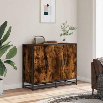 Berkfield Home Sideboard Smoked Oak 94x35x76 cm Engineered Wood in Brown | Size: 94 x 35 x 76 cm
