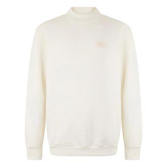 Diesel Sweatshirts, male, White, Size: L White cotton sweatshirt with long sleeves
