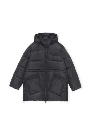 Ganni Recycled Polyester Oversized Puffer Midi Jacket - Size XXS/XS Mixed