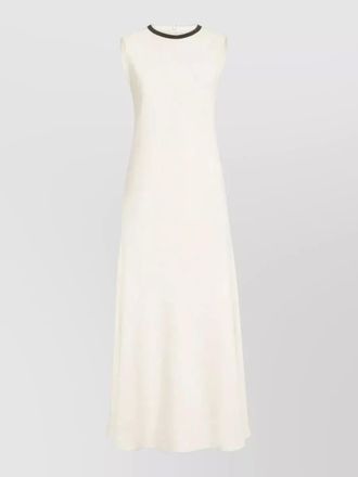 Brunello Cucinelli sleeveless maxi dress round neckline contrast trim