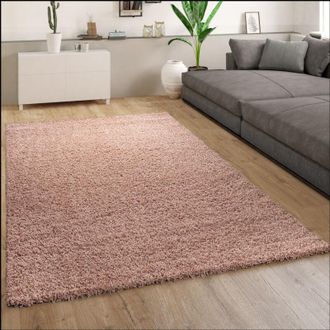 Paco Home Paco Home Alfombra Sal&oacute;n Pelo Largo Shaggy Moderna Monocolor Rosa 230x320 Cm