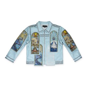 Who Decides War by Ev Bravado BLUE ETERNITY LEATHER JACKET