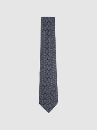 Reiss Indigo Silk Floral Medallion Tie