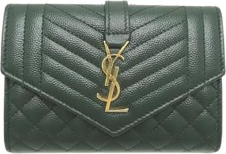 Saint Laurent Pre-owned Bi-fold Portemonnee - Dames - Vintage Accessoires - Groen - ONE Size - Leer - Vintage