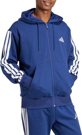 adidas Essential 3-Stripes Fleece Hoodie in Dkblue/whi at Nordstrom Rack, Size Xx-Large