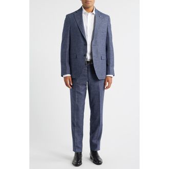 Jack Victor Montana Mid Blue Textured Super 120s Wool Suit at Nordstrom Rack, Size 46Regular