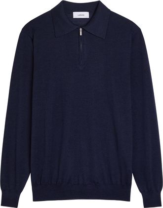 Lardini Fine-knit Wool-blend Polo Shirt - Navy - Xxl