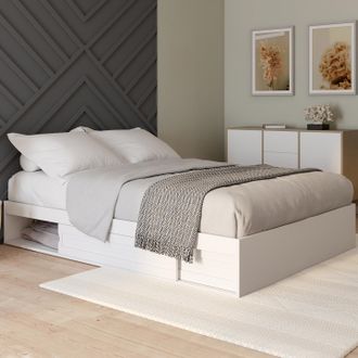 IDMarket Idmarket - Somier Salem Con Espacio De Almacenamiento Y Somier Blanco De 160 X 200 Cm