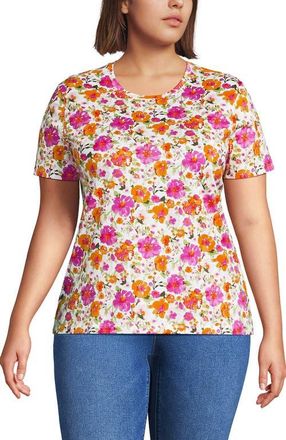 Lands End Relaxed Supima Cotton T-Shirt in White Multi Painted Blooms at Nordstrom, Size 3X
