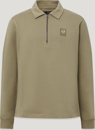 Belstaff Curator Collared Sweatshirt Mens Cotton Fleece Fatigue Green Size 2XL