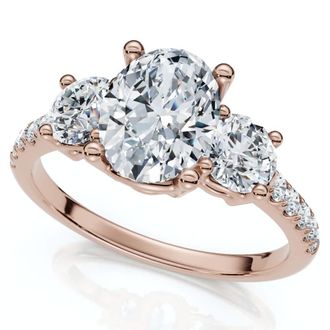 Pompeii3 1.60Ct Oval Diamond Engagement Ring 14k Gold Lab Grown With Side Stones