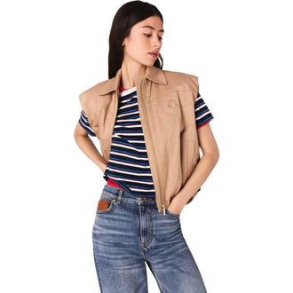 Maje Sleeveless jacket in Beige at Nordstrom, Size Large