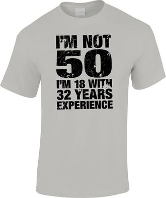 Bang Tidy Clothing 50th Birthday Gifts for Men Im not 50 T Shirt, Grey, XL
