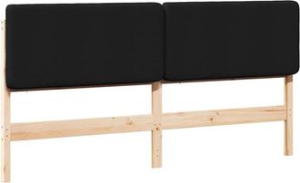 vidaXL Upholstered Headboard Brown and Black 200 cm Solid Pine Wood vidaXL