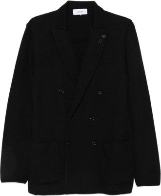 Lardini Gebreid double-breasted blazer - Heren - Blazers - Zwart - M - Katoen - Jassen