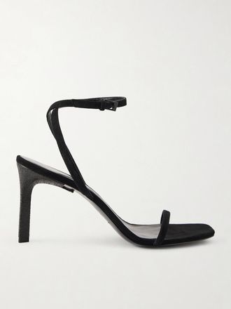 Tory Burch Sandali In Camoscio Con Cristalli - Nero