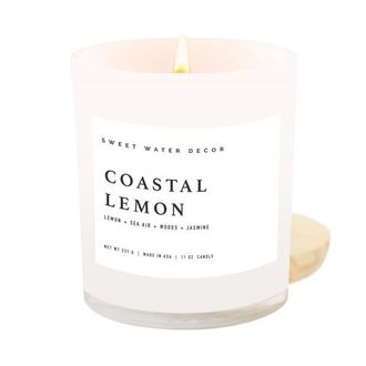 Sweet Water Decor Cashmere and Vanilla 11 oz Soy Candle in Coastal Lemon at Nordstrom