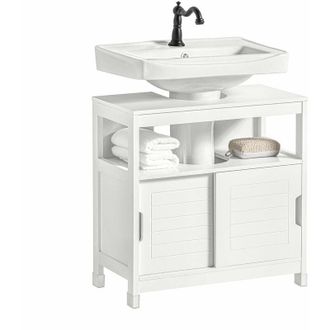 SoBuy SoBuy Mobile Sottolavabo Per Bagno con Poggiapiedi Sottolavabo Bagno Mobile Bagno Sottolavabo Bianco FRG128-II-W