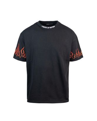 Tシャツ・カットソー VISION OF SUPER EMBROIDERED FLAMES T-SHIRT BLACK T-SHIRT WHITE EMBROIDERED FLAMES | Vision of Super SS24