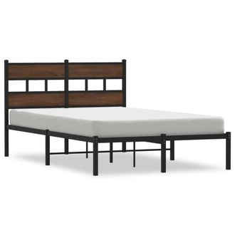 Berkfield Home Bed Frame Frame with Headboard Brown Oak 120x190 cm Small Double