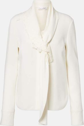 Oscar De La Renta Lace-trimmed silk-blend georgette blouse