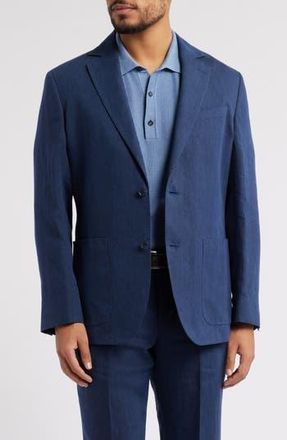 Nordstrom Henrik Trim Fit Solid Italian Linen Suit Separate Jacket in Navy Blazer at Nordstrom Rack, Size 54 Regular
