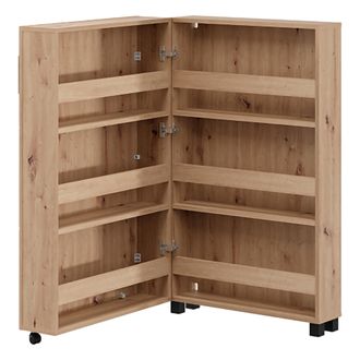 Dmora Zapatero Porvoo, Mueble Para Zapatos 6 Estantes, Una Puerta, Doble Capacidad, Ruletas, 68x33x113h Cm Roble Marr&oacute;n Nudos