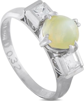 Luxury Bazaar platinum diamond and cats eye ring - Argento