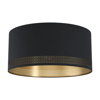 Loops Wall Flush Ceiling Light Colour Black Shade Black Gold Fabric Bulb E27 1x40W