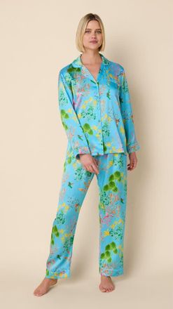 The Cats Pajamas Silk Pajama Set in Hummingbird at Nordstrom, Size X-Small