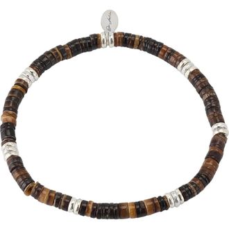 Jan Leslie Heisha Shell With Sterling Silver Bead Stretch Bracelet in Brown at Nordstrom