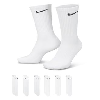 Nike Mens Everyday Cushioned Training Crew Socks (6 Pairs) in White | SX7666-100