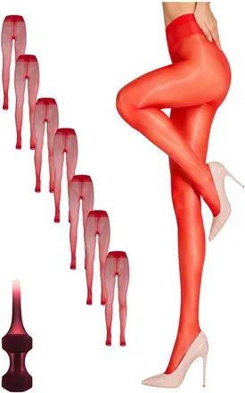 Lechery 7-Pack Glossy Sheer Run Resistant Party Evening Tights for Women in Red at Nordstrom, Size Large/x-Large