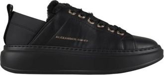 Alexander Smith Wembley Donna in zwart leer met eco-bont voering en zwarte zool - Dames - Sneakers - Zwart - 41 EU - Leer - Schoenen