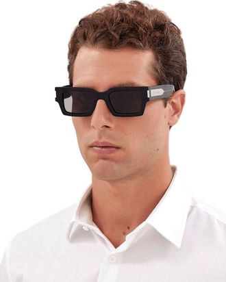 Saint Laurent Unisex Sunglasses Black-Grey Recycled Acetate Eyewear - Black/grey
