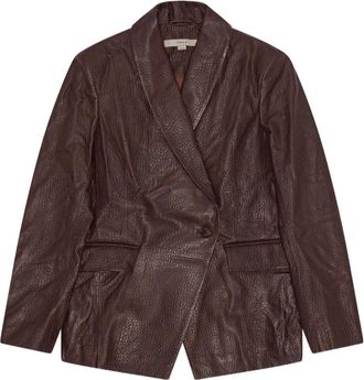 Remain Blazer in pelle con tasche a filetto - Marrone